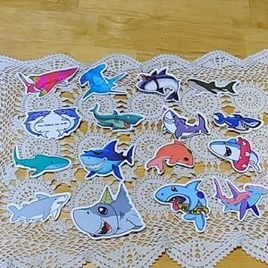 Colorful sharks stickers for scrapbook, laptop, lockers, crafts
